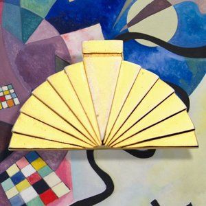 Karl Lagerfeld Brooch, Vintage Gold-tone Karl Lagerfeld Fan Brooch, KL Designer